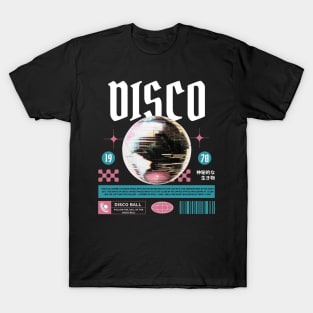 DISCO  - Grainy Mirror Ball  (white/pink/teal) T-Shirt